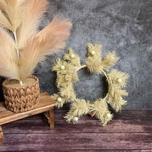 Opalhouse Cream Boho Christmas Glitter Wreath 14”